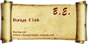 Bunya Elek névjegykártya